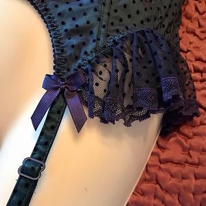 NWT VICTORIA’S SECRET SEXY LITTLE THINGS CLASSY TEAL & NAVY CORSET WITH GARTERS
